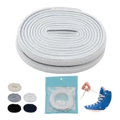 [ELASTIC SHOELACES] 靴紐 ゴム シューレース 伸びるゴム紐 靴ひも チャックテイラー オールスター ハイカット スニーカー 伸びる靴紐 2本1組 (幅6mm, ホワイト, 長さ120cm) [ホワイト] [長さ120cm] [幅6mm]