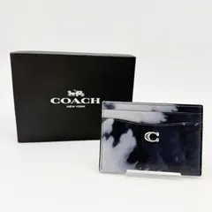 COACH（コーチ）カード ケース タイダイ プリント カードケース 名刺入れ パスケース レザー ブラック系 シルバートーン金具 レディース