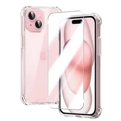 対応 iPhone 15 ケース クリア iPhone15 ガラスフィルム apple iphone15 カバー TPU 保護ケース カバー背面 + アイフォン15 ガラスフィルム いpほね15 フィルム 日本旭硝子製 フィルム 強化ガラス 硬度9H 高透 0
