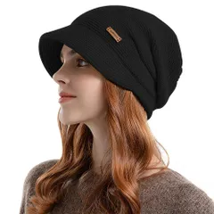 レディース 秋冬 ニット帽 【定番なつば付きニット帽・裏起毛二重保温・肌に優しい】 防寒防風 保温 柔らかい 締め付け感ゼロ 小顔効果 通気 [SIVAN] ふんわり 帽子 ニット帽子 ニットキャップ ケア帽子 無地