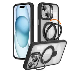 【米軍規格・seninhi対応】iPhone 15 Plus ケース seninhi 縦横両対応 半透明 黄ばみ防止 ワイヤレス充電 iPhone 15 Plus レンズ保護 ワイヤレス充電対応 耐衝撃 携帯カバー マグネット搭載 車載ホルダー マグセーフ 1