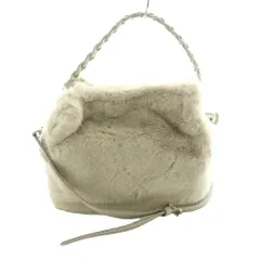 銀座かねまつ GINZA Kanematsu 2WAYバッグ ショルダー ハンド フェイクファー グレー /SS ■OS