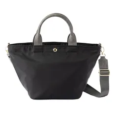 【新品】 [かごの森] 2way トートバッグ レディース 軽量 撥水 ナイロン ショルダーバッグ 通勤 斜めがけ 501-10 [ブラック] 1