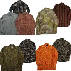 古着卸 まとめ売り 総柄 長袖シャツ 9枚セット (メンズ M ) ボックスシルエット ボタンダウン 中古 古着 ND6338