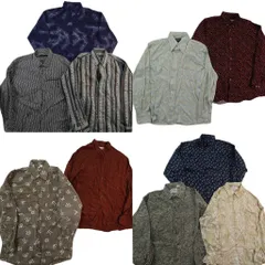 古着卸 まとめ売り 総柄 長袖シャツ 10枚セット (メンズ L ) ボタンダウン ボックスシルエット ペイズリー柄 中古 古着 ND6336