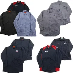 古着卸 まとめ売り ワーク系 長袖シャツ 9枚セット (メンズ M ) 企業 ワンポイント ネイビー ダブルフラップ 中古 古着 ND6346