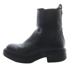 ザラ ZARA ショートブーツ レザー サイドゴア 38 黒