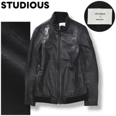 【本革】 日本製 ステュディオス STUDIOUS 羊革 ラム レザー ジャケット シングル ライダース ジップアップ 革ジャン ブルゾン ジャンパー 総裏地 0 ブラック セレクト カジュアル ウェア レディース ♪