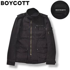 美品 BOYCOTT フード付き ダウンジャケット ブラック×ブラウン L 
