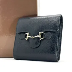 【ホースビットの気品】　GUCCI　三つ折り財布 ホースビット オールレザー コンパクトウォレット グッチ　ブラック