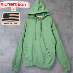 ​Richardson リチャードソン スウェット パーカー 実寸L〜XL相当 グリーン 緑 USA製 アメリカ製 刺繍 ロゴ ドロップショルダー オーバーサイズ 太アーム スラッシュポケット 裏毛 パイル ミニマル ストリート 2000s 00sのサムネイル