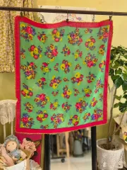 ヴィンテージ フラワー スカーフ グリーン