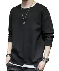 [Lunenon Soleil] [ルネノンソレイユ] 【ゆったり】トレーナー スウェット メンズ 長袖 秋 冬 大きいサイズ 30代 40代 50代 カジュアル 上着 アウター 無地 スウェットシャツ トップス 秋冬 sweatsh [ブラック] [3XL]