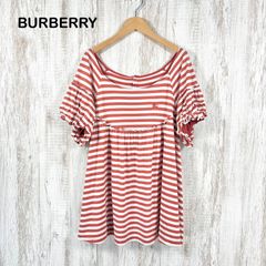 BURBERRY BLUE LABEL バーバリーブルーレーベル ホースロゴ刺繡 ボーダー 総柄 フリルスリーブ 2way チュニック レッド