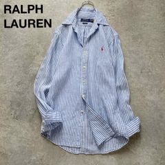 美品 ラルフローレン 現行モデル リネンシャツ サックスブルー 