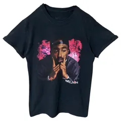 S トゥーパック 人物 ラッパー ヒップホップ アーティスト ストリート ブラック 黒 Tシャツ レディース ユニセックス メンズ 古着 半袖 CHM