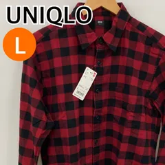 【新品】UNIQLO ユニクロ トップス 長袖 シャツ チェック柄 レディース レッド Lサイズ 【CT2645】