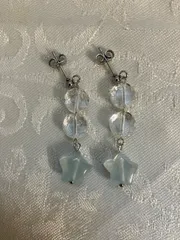 アクアマリン　水晶　ピアス