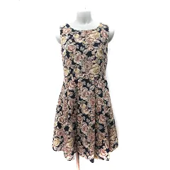 ペイトンプレイス PEYTON PLACE ワンピース ひざ丈 ノースリーブ 花柄 S マルチカラー /YI