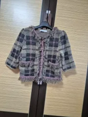 ザラ ツイード風ニットカーディガン(55)