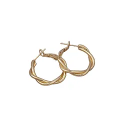 ピアス レディース フープピアス ツイスト キャッチレス クリップ式 華やか シンプル パーティー ギフト フープ つけっぱなしピアス 錆びない 小さめ 小さい 小ぶり 可愛い おしゃれ かわいい (ゴールド) [ゴールド]