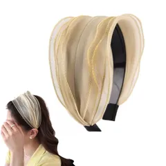 カチューシャ レディース 痛くない シフォン ヘアアクセサリー 幅広 太め 大人 可愛い おしゃれ 髪留め ヘアバンド ワイド (シャンパン, フリーサイズ) [シャンパン] [フリーサイズ]