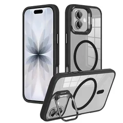 【seninhi対応・米軍規格】iPhone 17 ケース seninhi 縦横両対応 半透明 黄ばみ防止 ワイヤレス充電 iPhone 17 レンズ保護 耐衝撃 携帯カバー マグネット搭載 車載ホルダー マグセーフ対応 スマホケース メッキ加工 透明 ソ 1