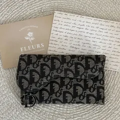 クリスチャンディオール パッチ トロッター柄 キャンバス カーフ レザー 三つ折り財布 長財布 ウォレット ブラック Christian Dior Vintage Trotter Short Wallet Monogram Black 22375