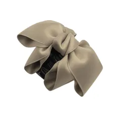 ヘアクリップ リボン バレッタ リボンクリップ ヘアアクセサリー バンスクリップ ボリューム 上品 (ゴールド) [ゴールド]