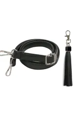 バッグ用 持ち手 付け替え ショルダー紐 ライチ粒 レザー 修理 PU 交換用 調節可能 持ち手ストラップ 70-130cm ショルダースト ストラップ 黒 ショルダー (広い2cm [YINKE] 銀バックル)