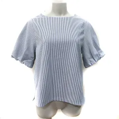 ユナイテッドアローズ A DAY IN THE LIFE UNITED ARROWS シャツ ブラウス プルオーバー ストライプ 半袖 黒 ブラック 白 ホワイト /YI