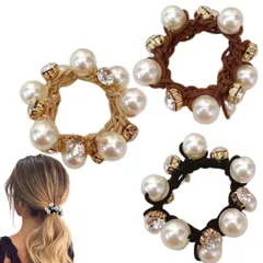 シュシュ 細め ヘアゴム 髪ゴム 髪留め 蝶結び ドット柄 スタイリッシュ 優雅 ヘアアクセサリー シンプル エレガント 上品さ 髪飾り 女性 レディース 高弾性 おしゃれ 日常 通勤 プレゼント 贈り物 3点セット (パール) [パール]