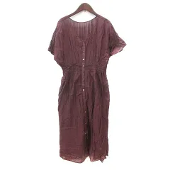 シップス SHIPS ワンピース ロング 半袖 ONE M 赤紫 ボルドー /MN