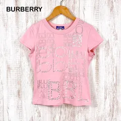 00s BURBERRY BLUE LABEL バーバリーブルーレーベル メタリックロゴプリント Tシャツ ピンク ショートスリーブ トップス y2k 平成ギャル