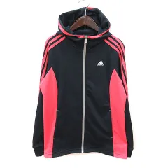アディダス adidas スポーツウェア ジャケット パーカー ジャージ ライン 長袖 M 濃紺 ネイビー ピンク /MS