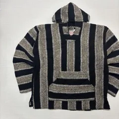 【即日発送】メキシカンパーカー L 黒 ベージュ メキシコ製 バハフーディー アースカラー ゆるだぼ【3162ST】