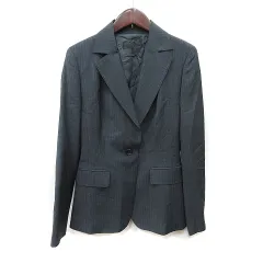 アイシービー iCB テーラードジャケット ストライプ 総裏地 ウール 11 L チャコールグレー /YI