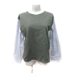 ユナイテッドアローズ A DAY IN THE LIFE UNITED ARROWS カットソー 切替 シャツ ブラウス ストライプ 長袖 マルチカラー /YI