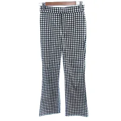 ザラ ZARA フレアパンツ バギー ギンガムチェック S 黒 ブラック /AU