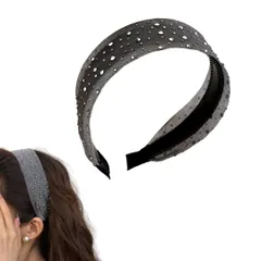 カチューシャ 幅広 ラインストーン ビジュー レディース ヘアバンド 痛くない ヘアアクセサリー 無地 デイリー ヘアバンド 痛くなりにくい 大人 ヘアアクセ 可愛い かわいい ヘアアレンジ 髪飾り おしゃれ 結婚式 韓国風 (グ [グレー] [フリーサイズ]