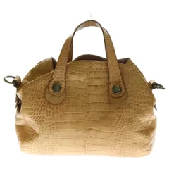 EMPORIO ARMANI (エンポリオアルマーニ) クロコ型押し 2WAY レザーショルダーバッグ ハンドバッグ ブラウン