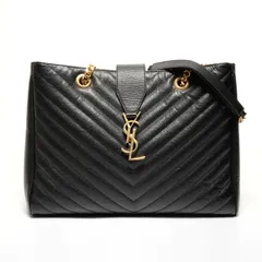 YVES SAINT LAURENT イヴ・サンローラン ショルダーバッグ YSLロゴ Vステッチ チェーンショルダー【中古】