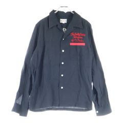 WACKO MARIA (Wacko Maria) Double-Sided Logo Embroidery Design Chest Pocket 5-Button Open Collar Bowling Long-Sleeve Shirt Black