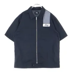 STUSSY (ステューシー) ZIP UP WORK SHIRT ジップアップ 半袖ワークシャツ ブラック