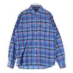 MAISON KITSUNE (メゾンキツネ) ダブルポケット チェック 長袖 シャツ ブルーのサムネイル
