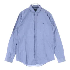 BURBERRY BLACK LABEL (バーバリー ブラックレーベル) 胸ロゴデザイン 比翼仕立て ラウンドカラー 長袖シャツ ブルー D1M53-353-25