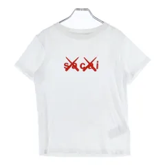 Sacai (サカイ) 21SS ×KAWS カウズ フロントロゴデザイン クルーネック カットソー 半袖Tシャツ ホワイト 21-00073K
