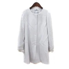 リランドチュール Rirandture ノーカラーコート 総裏地 フォックスファー ウール アンゴラ混 1 S 水色 ライトブルー /MN