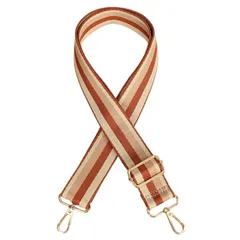 [ａｄｚｕ] ショルダーストラップ バッグ用 太め 幅広 調節可能 ショルダーベルト 肩掛け 斜め掛け 付け替え レディース ストライプ B (キャメルブラウン × アイボリー) [キャメルブラウン × アイボリー]