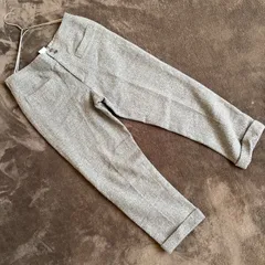 【Plantation】裾ロールアップ付クロップド丈ゆったりテーパードパンツ/Mサイズ/グレー/毛・綿のサムネイル